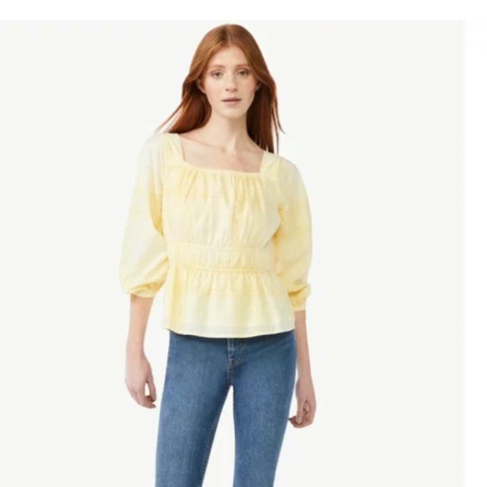 NWT YELLOW PLAID BLOUSE
